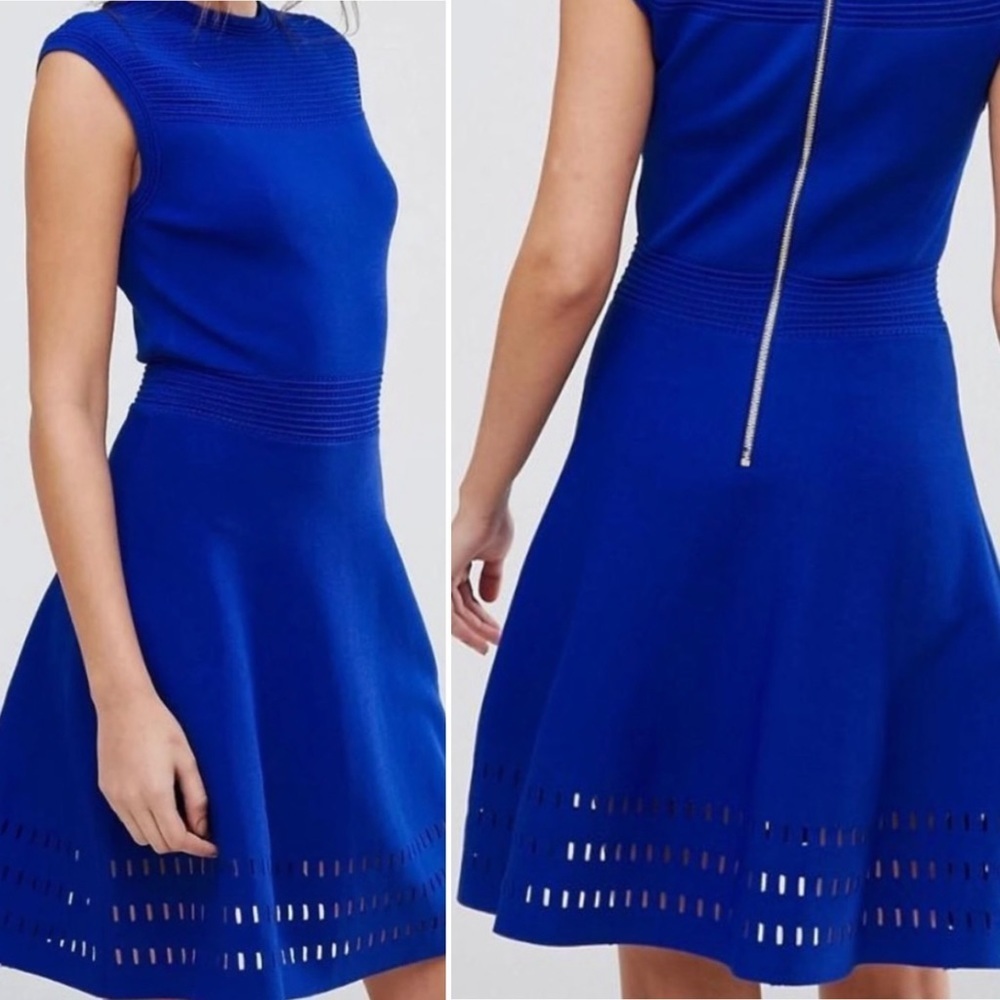 TED BAKER London Zaralie Cobalt Blue Skater Dress